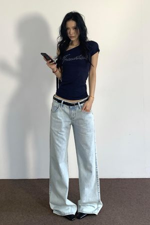 Vintage Slim-Fit Cropped T-Shirt - American Off-Shoulder Short Sleeve Summer Top for Spicy Girls, Trendy Design