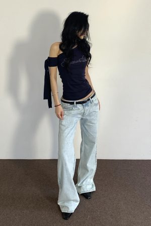 Vintage Slim-Fit Cropped T-Shirt - American Off-Shoulder Short Sleeve Summer Top for Spicy Girls, Trendy Design