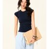 Vintage Solid Color Slim Fit Short Sleeve T-Shirt for Women - Summer Slimming Flutter Sleeve Crop Top, Y2K Style Fashion
