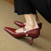 Vintage Square-Toe Chunky Heel Mary Jane High Heels with Single Strap - Italian Corso Venezia Inspired, Retro Style Footwear