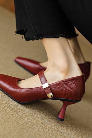 Vintage Square-Toe Chunky Heel Mary Jane High Heels with Single Strap - Italian Corso Venezia Inspired, Retro Style Footwear