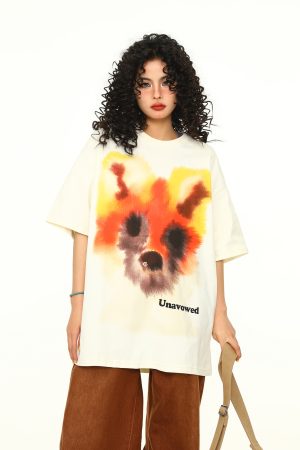 Vintage Street Graffiti Print Short Sleeve T-Shirt for Couples - Unisex Trendy 90s American Style Graphic Tee