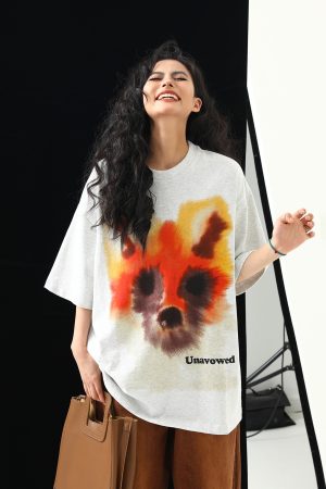 Vintage Street Graffiti Print Short Sleeve T-Shirt for Couples - Unisex Trendy 90s American Style Graphic Tee