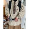 Vintage Striped Long Sleeve Shirt for Men and Women - Versatile Loose Fit Tie Top for Spring and Autumn, Y2K American Style
