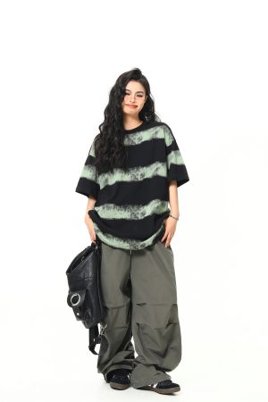 Vintage Striped Short Sleeve T-Shirt for Women - Loose Fit, Trendy Niche Design, Summer Style, Perfect for 90s & Y2K Looks