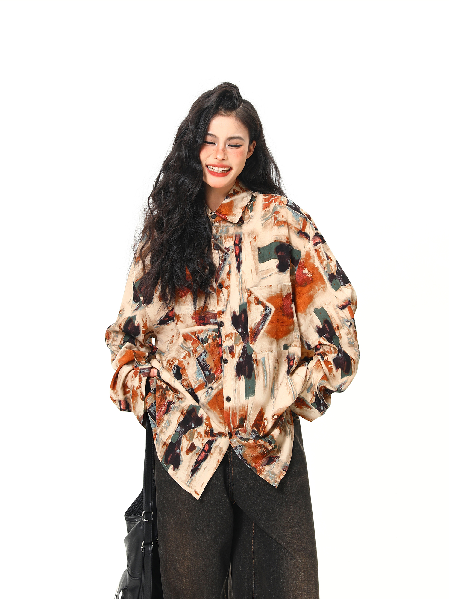 Vintage Style Oil Painting Short Sleeve Shirt for Women - Trendy Loose Fit Summer Top 2025, Boho Aesthetic Fashion Vintage Style Oil Painting Short Sleeve Shirt for Women - Trendy Loose Fit Summer Top 2025, Boho Aesthetic Fashion