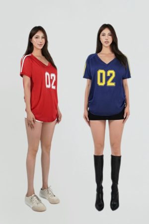 Vintage Style V-Neck Loose T-Shirt for Women â€“ Retro 90s Casual Top