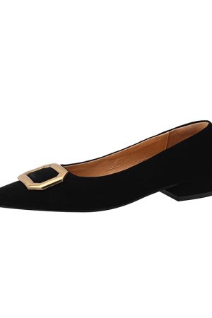 Vintage Suede Pointed Toe Chunky Heel Women's Shoes - Italian Style for Spring/Summer 2025