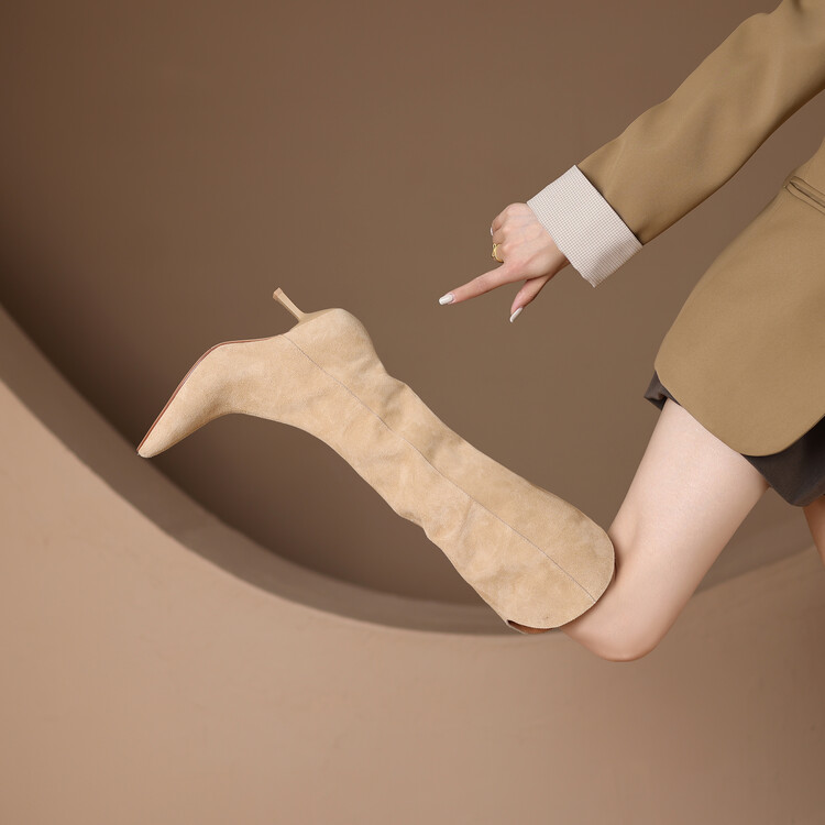 Vintage Suede Pointed Toe Western Cowboy Boots for Women - High Heels, Slouch Design, Y2K Inspired Fashion Footwear Vintage Suede Pointed Toe Western Cowboy Boots for Women - High Heels, Slouch Design, Y2K Inspired Fashion Footwear