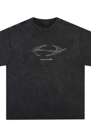 Vintage Wash Heavy-Duty Letter Short Sleeve T-Shirt for Men & Women, Loose Fit Casual Couple Top, Retro Style Fashion