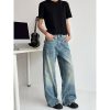Vintage Washed Denim Pants for Men and Women - Cat Whisker Gradient, Straight Loose Fit, Casual Style, Y2K Inspired Fashion