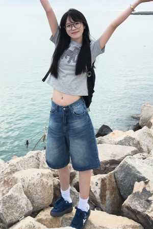 Vintage Washed Distressed Denim Shorts for Women - Summer Straight-Leg Loose Fit Wide-Leg Five-Point Style