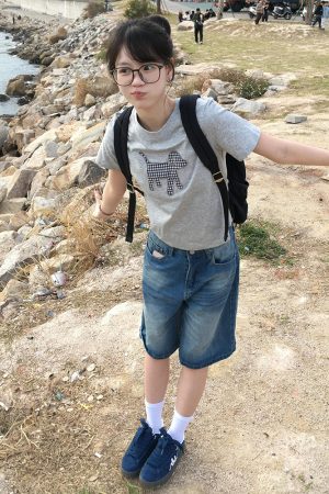 Vintage Washed Distressed Denim Shorts for Women - Summer Straight-Leg Loose Fit Wide-Leg Five-Point Style