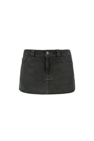 Vintage Washed Faux Two-Piece Denim Skirt Shorts - Y2K Work-Style Fashion for a Chic Casual Look