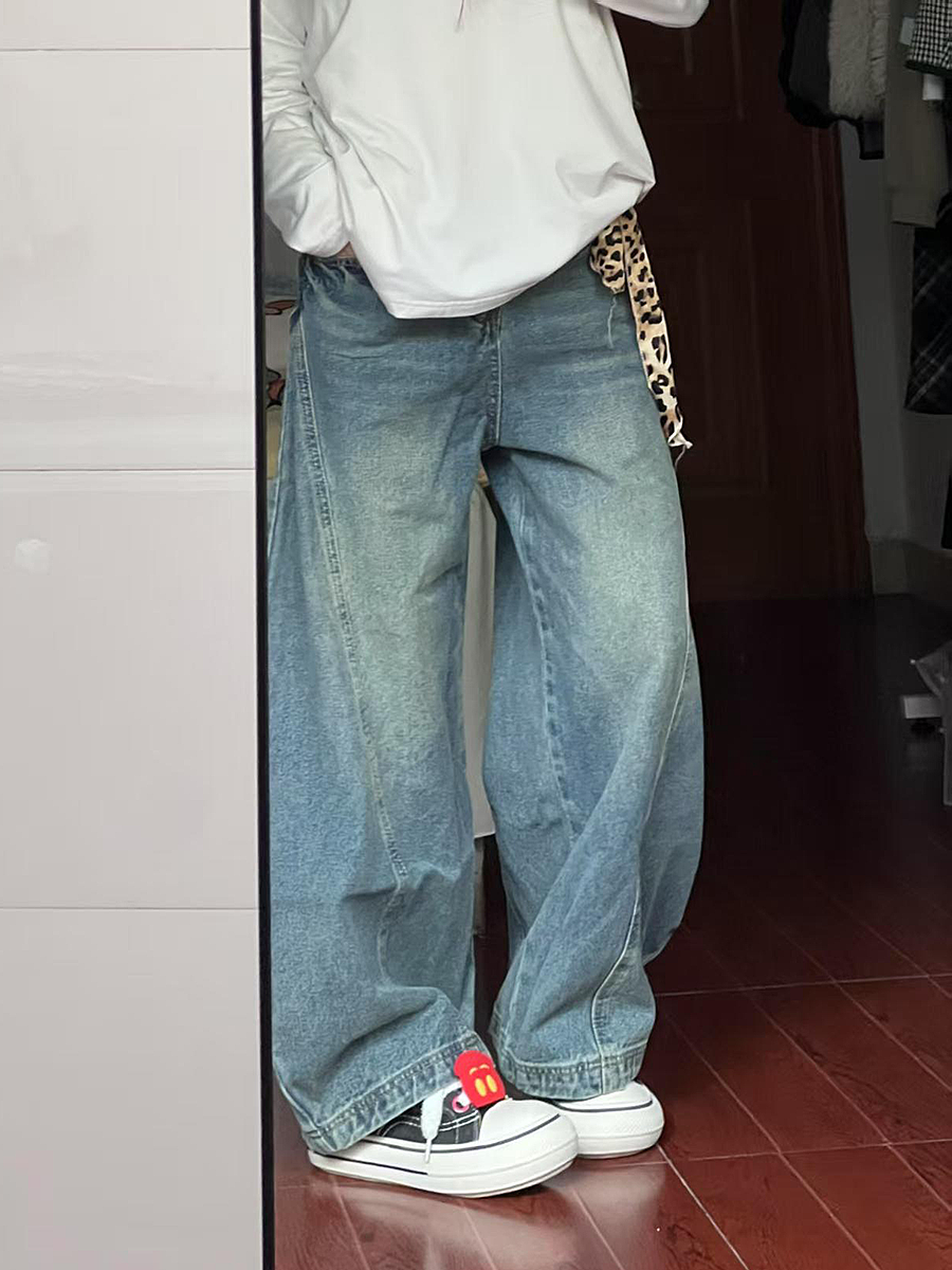 Vintage Washed Oversized Denim Pants for Women - Loose Hip-Hop Street Style Wide-Leg Floor-Length Trousers Vintage Washed Oversized Denim Pants for Women - Loose Hip-Hop Street Style Wide-Leg Floor-Length Trousers