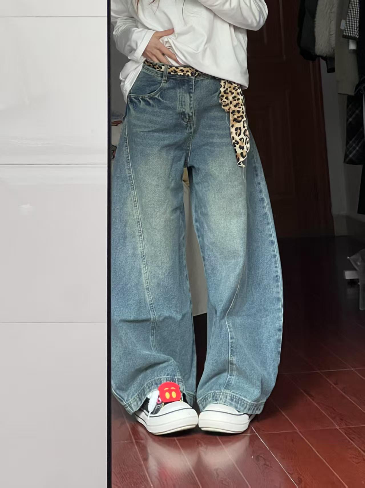 Vintage Washed Oversized Denim Pants for Women - Loose Hip-Hop Street Style Wide-Leg Floor-Length Trousers Vintage Washed Oversized Denim Pants for Women - Loose Hip-Hop Street Style Wide-Leg Floor-Length Trousers