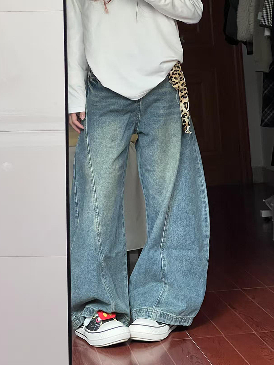 Vintage Washed Oversized Denim Pants for Women - Loose Hip-Hop Street Style Wide-Leg Floor-Length Trousers Vintage Washed Oversized Denim Pants for Women - Loose Hip-Hop Street Style Wide-Leg Floor-Length Trousers