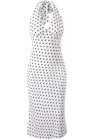 Vintage White Polka Dot Halter Neck Dress for Women - 2025 Summer Backless Style, Chic French Retro Design