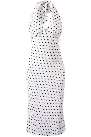 Vintage White Polka Dot Halter Neck Dress for Women - 2025 Summer Backless Style, Chic French Retro Design