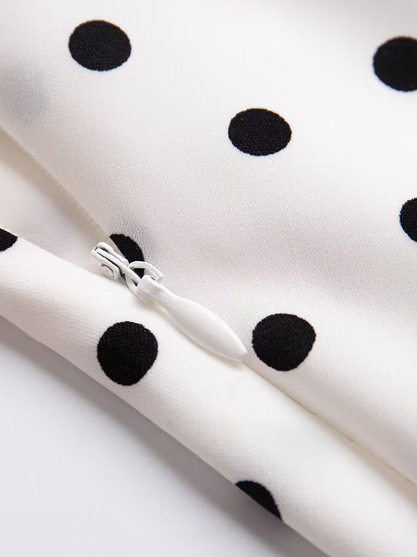 Vintage White Polka Dot Halter Neck Dress for Women - 2025 Summer Backless Style, Chic French Retro Design Vintage White Polka Dot Halter Neck Dress for Women - 2025 Summer Backless Style, Chic French Retro Design