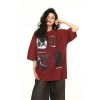 Vintage Wine Red Oversized Short-Sleeve T-Shirt for Men and Women, American Street Style Couple Top, Trendy 90s A-Zi Fashion