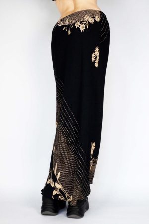 Wabi-Sabi Solitary Flower Printed Long Skirt - Women's Low Waist Mid-Length Straight Vintage Floral Skirt, Boho Chic Style