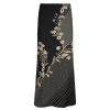 Wabi-Sabi Solitary Flower Printed Long Skirt - Women's Low Waist Mid-Length Straight Vintage Floral Skirt, Boho Chic Style