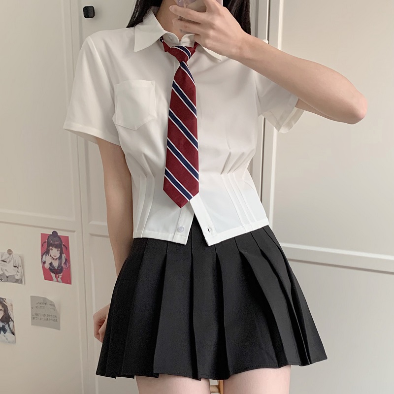 Waist-Cinching Long Sleeve & Short Sleeve Shirt, College Style, Slim Fit Women's Top, Sexy Senior Sister Design Waist-Cinching Long Sleeve & Short Sleeve Shirt, College Style, Slim Fit Women's Top, Sexy Senior Sister Design