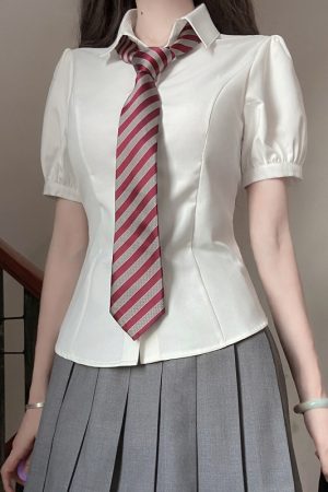 Waist-Cinching Long Sleeve & Short Sleeve Shirt, College Style, Slim Fit Women's Top, Sexy Senior Sister Design