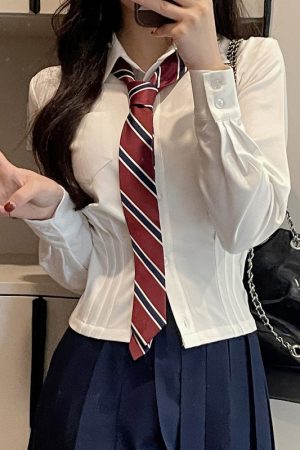 Waist-Cinching Long Sleeve & Short Sleeve Shirt, College Style, Slim Fit Women's Top, Sexy Senior Sister Design