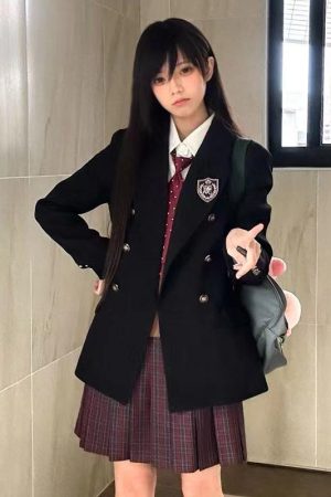 Waist-Cinching Slim Fit Pudding Bear JK Uniform Jacket - Female Academy Style 2025, Trendy Korean Style Fashion