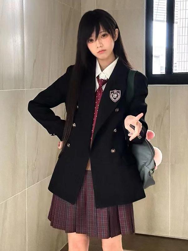 Waist-Cinching Slim Fit Pudding Bear JK Uniform Jacket - Female Academy Style 2025, Trendy Korean Style Fashion Waist-Cinching Slim Fit Pudding Bear JK Uniform Jacket - Female Academy Style 2025, Trendy Korean Style Fashion
