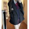 Waist-Cinching Slim Fit Pudding Bear JK Uniform Jacket - Female Academy Style 2025, Trendy Korean Style Fashion