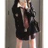Waist-Defined Slimming JK Uniform Set for Women - Pudding Bear College Style Jacket & Skirt Outfit