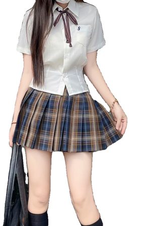 Waist-Defining Pudding Bear JK Uniform Shirt in Sweet and Spicy School Style for Y2K Fashion Lovers