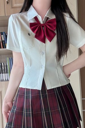 Waist-Defining Pudding Bear JK Uniform Shirt in Sweet and Spicy School Style for Y2K Fashion Lovers