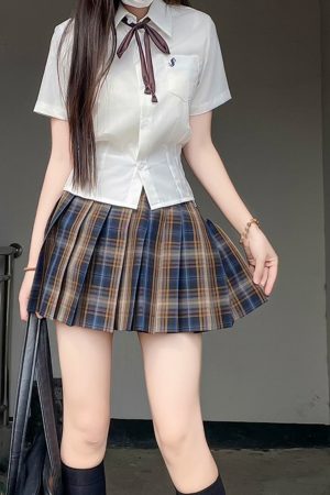 Waist-Defining Pudding Bear JK Uniform Shirt in Sweet and Spicy School Style for Y2K Fashion Lovers