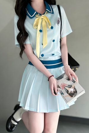 Waist-Defining Slimming Girl's Summer Dress - Sea Patrol Girl Pudding Bear JK Uniform College Style Fashion