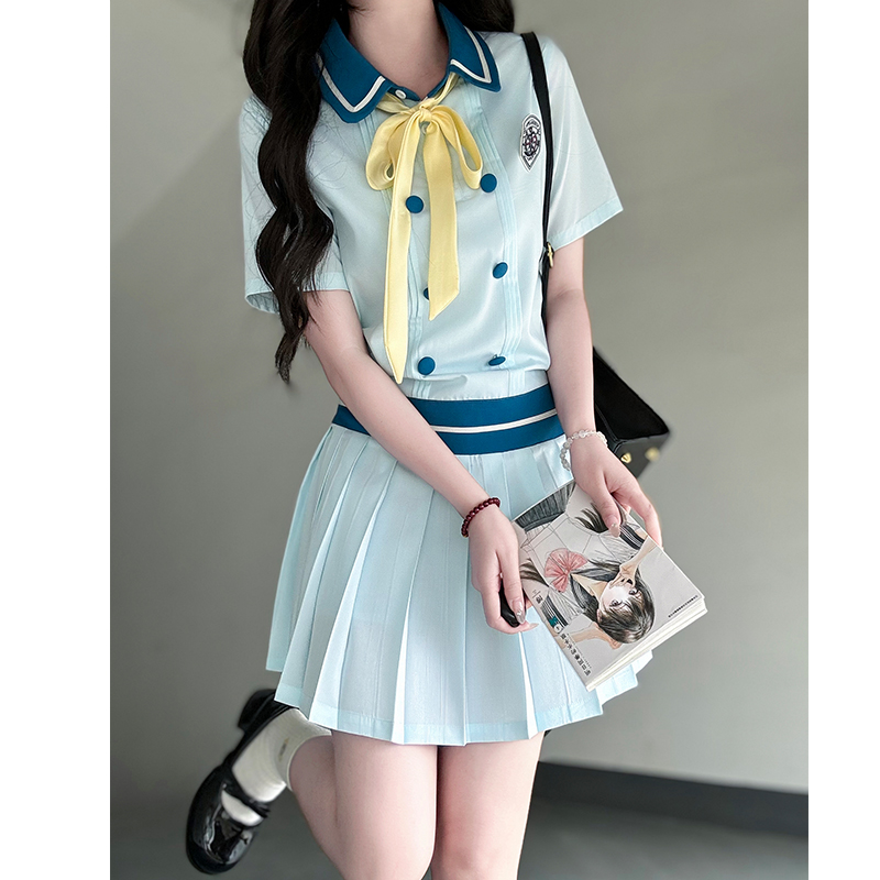Waist-Defining Slimming Girl's Summer Dress - Sea Patrol Girl Pudding Bear JK Uniform College Style Fashion Waist-Defining Slimming Girl's Summer Dress - Sea Patrol Girl Pudding Bear JK Uniform College Style Fashion