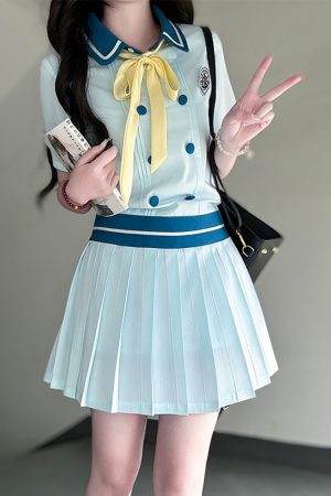 Waist-Defining Slimming Girl's Summer Dress - Sea Patrol Girl Pudding Bear JK Uniform College Style Fashion