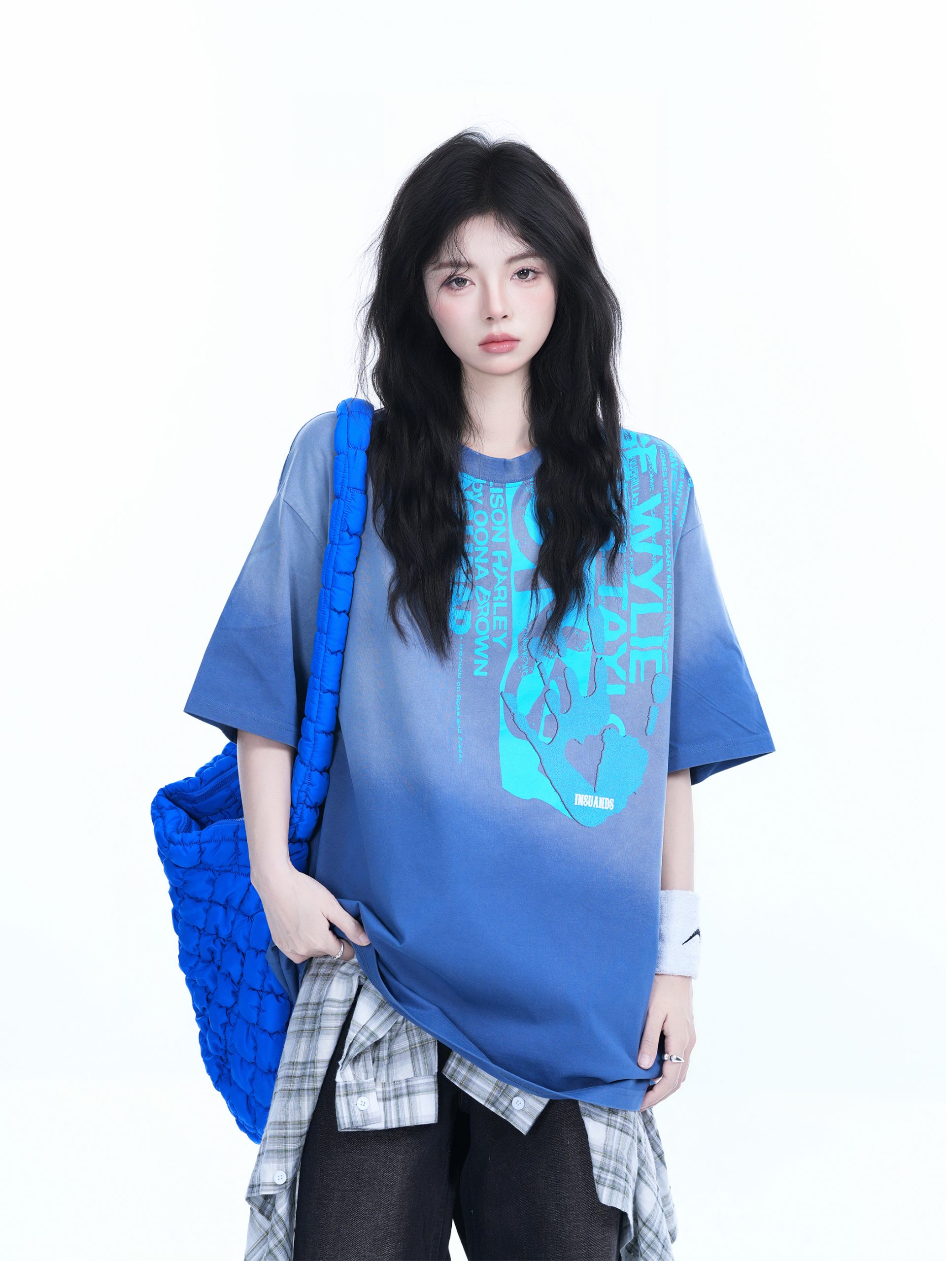 Washed Gradient Short Sleeve T-Shirt for Women - Loose Fit, Trendy American High Street Style, Casual Graphic Tee Washed Gradient Short Sleeve T-Shirt for Women - Loose Fit, Trendy American High Street Style, Casual Graphic Tee