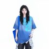 Washed Gradient Short Sleeve T-Shirt for Women - Loose Fit, Trendy American High Street Style, Casual Graphic Tee