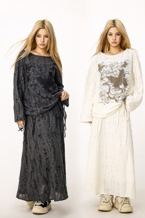 Wasteland Style Ripped Hoodie - Long Sleeve Drawstring Jazz Dance Top for Hot Girls - Casual Loose Fit