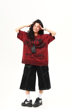 Water-Washed Heavyweight Red Short-Sleeve T-Shirt for Men and Women - American Street Style Trendy Couple Top, Summer Fashion Essential