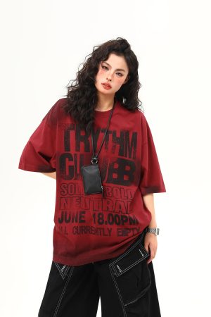 Water-Washed Heavyweight Red Short-Sleeve T-Shirt for Men and Women - American Street Style Trendy Couple Top, Summer Fashion Essential