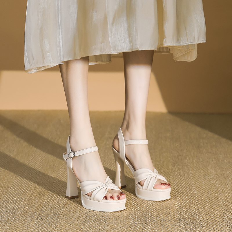 Waterproof Platform Super High Heel Sandals with Single Buckle - Sexy 10CM Chunky Heels for Women, Versatile Summer Style Waterproof Platform Super High Heel Sandals with Single Buckle - Sexy 10CM Chunky Heels for Women, Versatile Summer Style