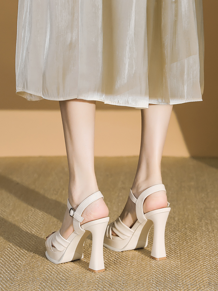 Waterproof Platform Super High Heel Sandals with Single Buckle - Sexy 10CM Chunky Heels for Women, Versatile Summer Style Waterproof Platform Super High Heel Sandals with Single Buckle - Sexy 10CM Chunky Heels for Women, Versatile Summer Style