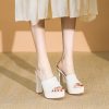 Waterproof Super High Heel Platform Sandals for Women - Peep-Toe Chunky Heel, Square Toe, One-Strap Summer Style 2025