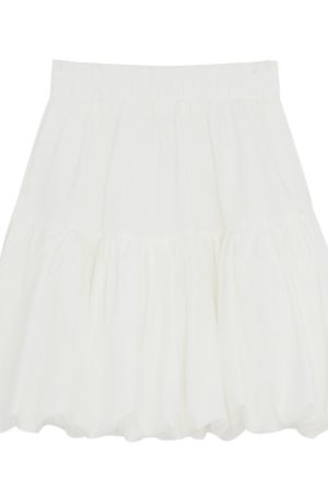 White Cloud A-Line Skirt with Anti-Exposure Lining, Floral Jellyfish Design, Summer Lantern Style, Age-Reducing Short Skirt for 25+