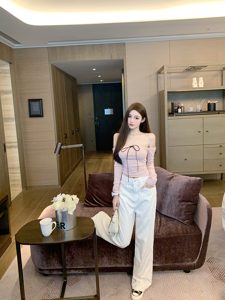 White Denim Embroidered Wide-Leg Pants - Heavy-Duty Internet Celebrity Style for Trendy 90s and Y2K Fashion White Denim Embroidered Wide-Leg Pants - Heavy-Duty Internet Celebrity Style for Trendy 90s and Y2K Fashion